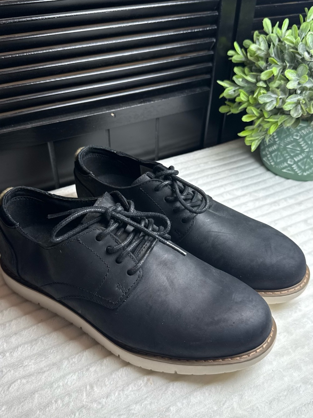 Toms Black Lace-Up Oxford with White Sole